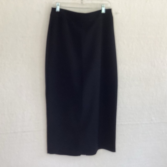 Fashion Bug Black Stretch Maxi Pencil Skirt with back zipper / center slit Sz 8 - Picture 1 of 6